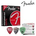 Fender 250L 3-Pack Nickel Plated Ball End Guitar Strings with 3-Pick Sampler