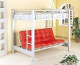 metal loft bed compare Silver Finish Metal Full Size Bunk Bed with Futon