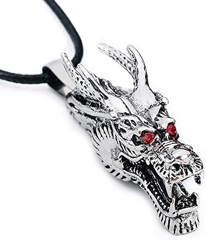 INBO Men's Pendant Necklace Gothic Dragon Head Biker Necklace with Cord Chain Jewelry Gift