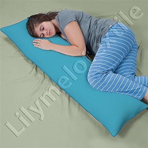 Pillow case covers non-zippered with 4" seam made from 100% twill Cotton - by Lilymelotextile (20" x 60", Light Blue)