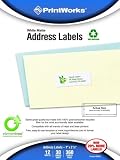 Printworks Elementree White Matte Address Labels for Inkjet or Laser Printers or Copiers, 100% Recycled, 12 Sheets/Pack, 1 inch x 2.625 inch, 00487
