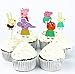 Yunko 24 Pcs Cute Peppa Pig Theme Party Decorative Cupcake Topper Kids Birthday Party Baby Shower Favors