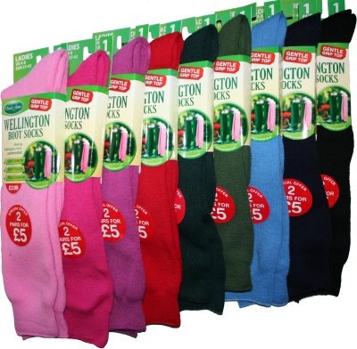 Ladies Wellington Boot Socks 9 Colours Available Size 4-8