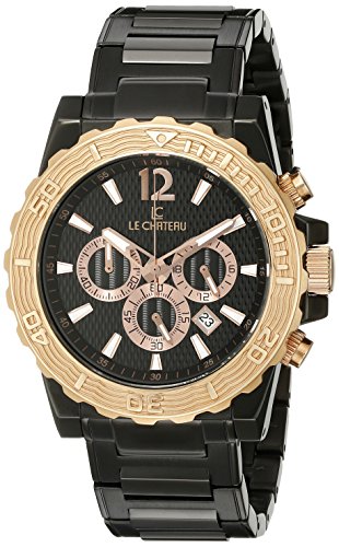 Le Chateau Men's 5417M_BLK Sports Dinamica Collection Gun-metal and Rose-gold Watch