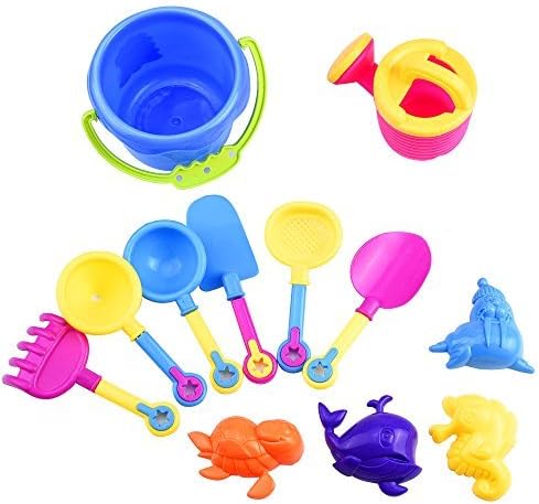 Beach Sand Toys Set with Clear Zippered Bag (Assorted Colors)