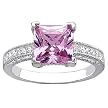 Sterling Silver Vintage Pink Tourmaline Cubic Zirconia Ring