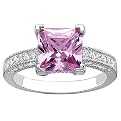Sterling Silver Vintage Pink Tourmaline Cubic Zirconia Ring
