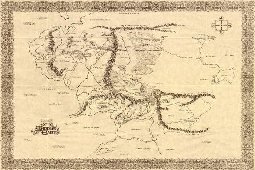 Map Of Middle Earth The Lord Of The Rings Nice Silk Fabric Cloth Wall Poster Print (20x13inch)