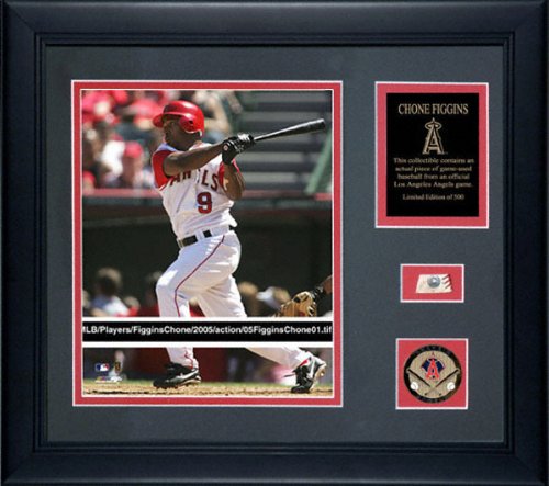 Chone Figgins Los Angeles Angels of Anaheim Framed 8x10 Photograph with Game Used Baseball