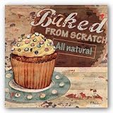 Baking Sign II - Baked From Scratch Cupcake by Paul Brent 12x12 Art Print Poster