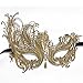 Signstek Metal Laser Cut Filigree Masquerade Venetian Party Mask Black (Rose Gold/Clear Stones)