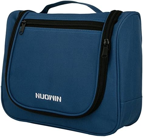 Nuowin Candy Series Travel Toiletry Organizer with Hanging Hook Cosmetic Bag / Makeup Case (Navy Blue)