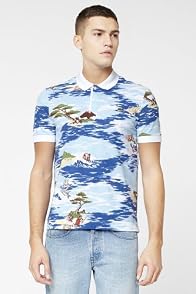 L!VE Short Sleeve Hawaiian Print Pique Polo