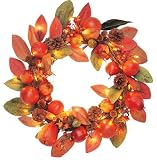 GKI Bethlehem Lighting 20-Inch 35 Multi Colored Mini Lights Magnolia Twig Rattan Harvest Wreath