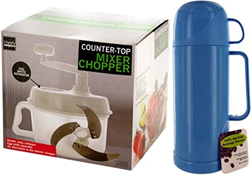 Countertop Mixer Chopper Egg Separator Bundle With Hot/Cold Beverage Thermos Bottle