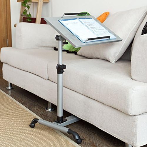 SoBuy Auto-Touch Laptop desk Cart , Overbed Table, Bed Table, Sofa Side Table, FBT07N-SIL