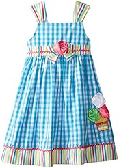 Girls Shirred General Print Cotton  Dress