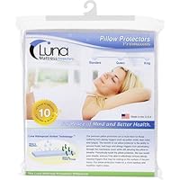 Luna Premium Hypoallergenic Bed Bug Proof Zippered Waterproof Pillow Protector Queen Size - Made In The USA