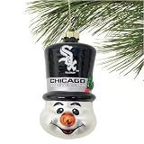 Chicago White Sox Top Hat Snowman Blown Glass Ornament