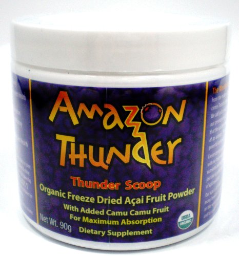 Pure Oragnic AMAZON THUNDER 100% Acai Fruit Berry Freeze Dried Powder with Camu Camu ~ 90g Jar ~ Incredible Superfood