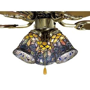 4 Inch W Tiffany Peacock Feather Fan Light Shade Ceiling Fixture by Meyda