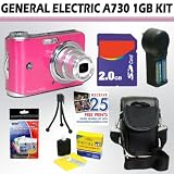 GE A730 7.0 MP Digital Camera (Pink) + 2GB Accessory Kit
