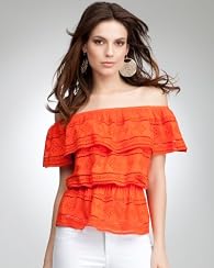 Off Shoulder Crochet Ruffle Top