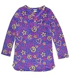 Capelli New York Big Girls Printed Peace JumbleMicro Cozy Long Sleeve Night Shirt