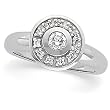 14K White Gold Diamond Engagement Ring - 0.37 Ct.