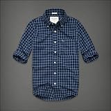 Abercrombie & Fitch メンズ 長袖シャツ カジュアルシャツ [ネイビー/チェック柄] 並行輸入品