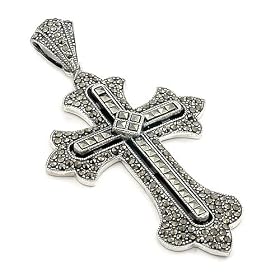 Large Sparkling Sterling Silver Cross Pendant - Click to Order