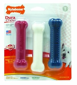 Nylabone Dura Chew Toy, Regular Size, Red/White and Blue, Triple Pack