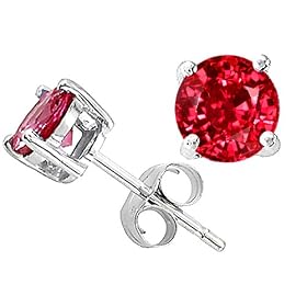 2.00 cttw 14k White gold AAA Round Lab Created Ruby Earring Stud in 14k White... by