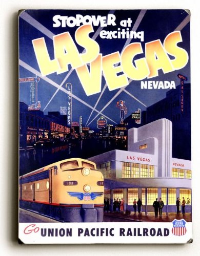 Wood Sign: Union Pacific Las Vegas Deco Train by unknown. Size 12.00 X 9.00 Art Poster Print