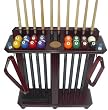 10 Pool Cue Billiard Stick Floor Rack - Holder Mahogany Finish