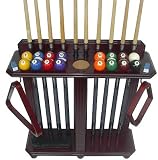 10 Pool Cue Billiard Stick Floor Rack - Holder Mahogany Finish