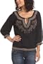 Lucky Brand Women's Elbow Sleeve Tunic Top,Multi,Large