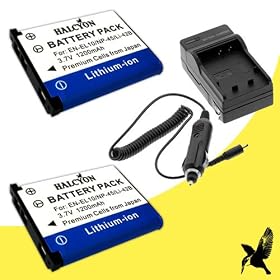 Two Halcyon 1200 mAH Lithium Ion Replacement Battery and Charger Kit for Kodak Easyshare M873 8.0 MP Digital Camera and Kodak KLIC-7006