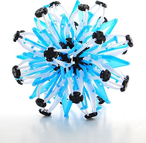 Mini Sphere Toy Rings Stretch Expanding Ball Toys Funny for Kids With LED Strobe Light - White Blue