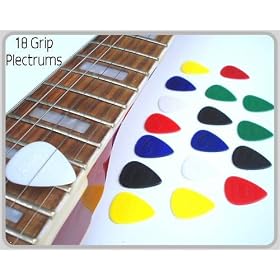 18 Grip plectrums - Variety of colours and guage picks - Professional and perfect for any Guitar