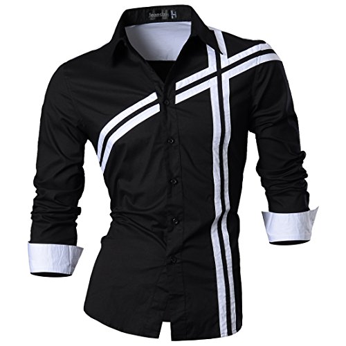 Jeansian Men's Slim Fit Long Sleeves Casual Fashion Shirts Z006