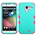 Moto X Case (1st Gen Only), Rock Me Wireless (TM) 3 items Bundle - Screen Protector, 24K Gold Plating Electromagnetic Waves Blocking Sticker and Triple Layers Protective Case for Motorola Moto X. (Teal Green / Pink)