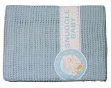 Baby Boy Cellular 100% Cotton Cot Blanket Blue, Babies Allergy Free Blanket (100cm x 150cm) (Blue)