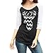 Sumtory Women Chrismas Reindeer Printed 3/4 Sleeve Pull On T Shirt Tops