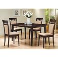 5pc Casual Dining Table & Chairs Set Contemporary Style Cappuccino Finish