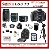 Canon EOS T3 (1100d) DSLR Camera with 3 Canon Lens Pro Pack: Includes - Can ....