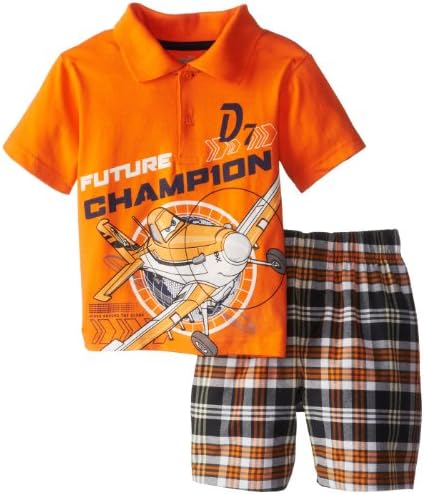 Disney Planes Boys 2-7 Plaid Short Set