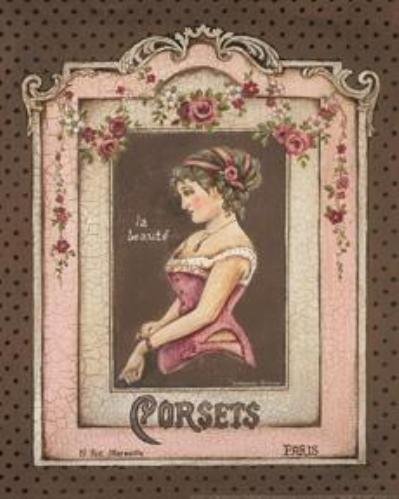 Corsets II - Mini by Kimberly Poloson. CANVAS WITH BRUSHSTROKES with 1 1/2 inch bars. 11.00 inches width by 12.54 inches height. Highest Quality Art Poster Print