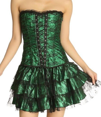 Jusian Women's Boned Bustier Corset Dress Green Size XXL