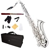 Cecilio 2Series TS - 280N Nickel Plated B Flat Tenor Saxophone + Case, Mouthpiece, 11 Reeds, & More - B00158DL5C
